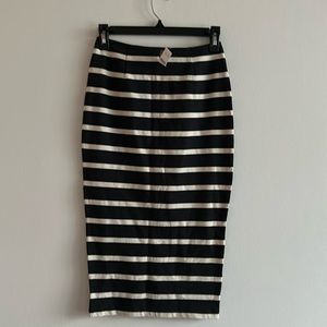 J.Crew cotton black and white striped midi skirt size 0